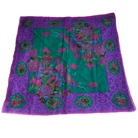 Scarf Challis by Berkshire 100% Acrylic Made in Japan Floral Square - Picture 1 of 6